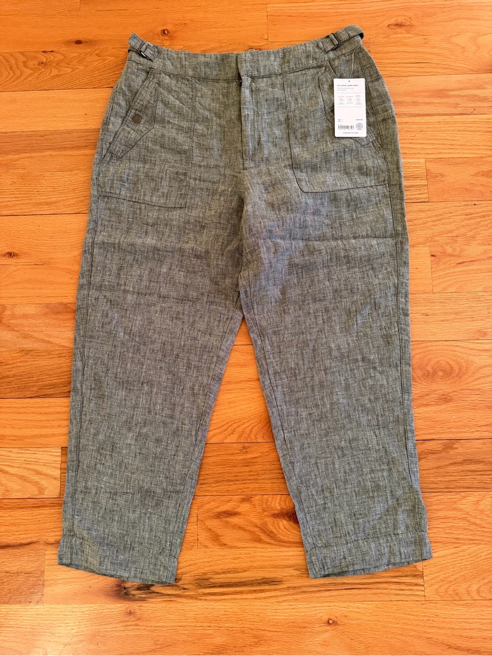 Athleta Gray Cropped Linen-Blend Pants
